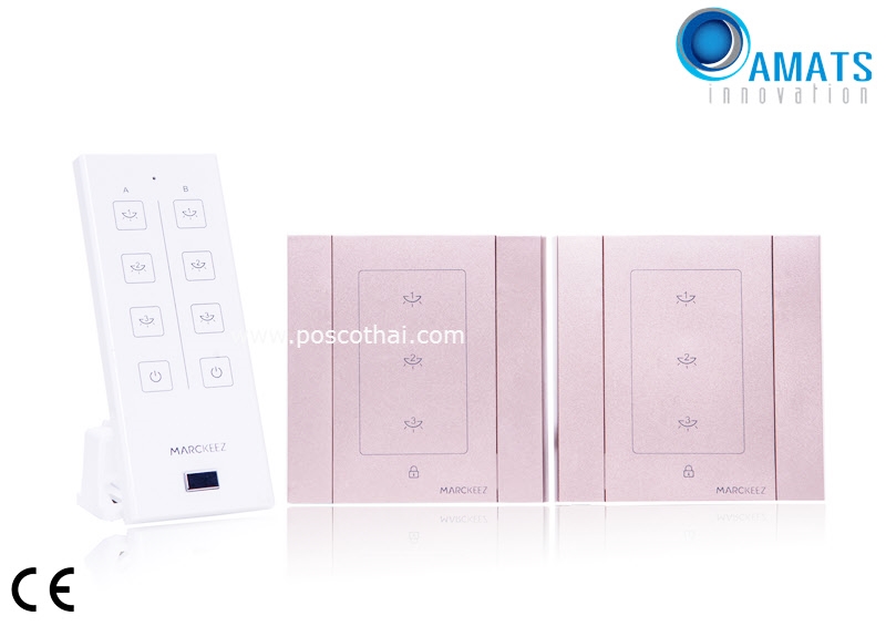 สวิทซ์ผนังระบบสัมผัสพร้อมรีโมทควบคุมแบบสัมผัสชนิด6ช่อง MZA53CW4-KG18 Double Control Switch Colorfull Series Marckeez Thailand by Amats เอแมทอินโนเวชัน ประเทศไทย